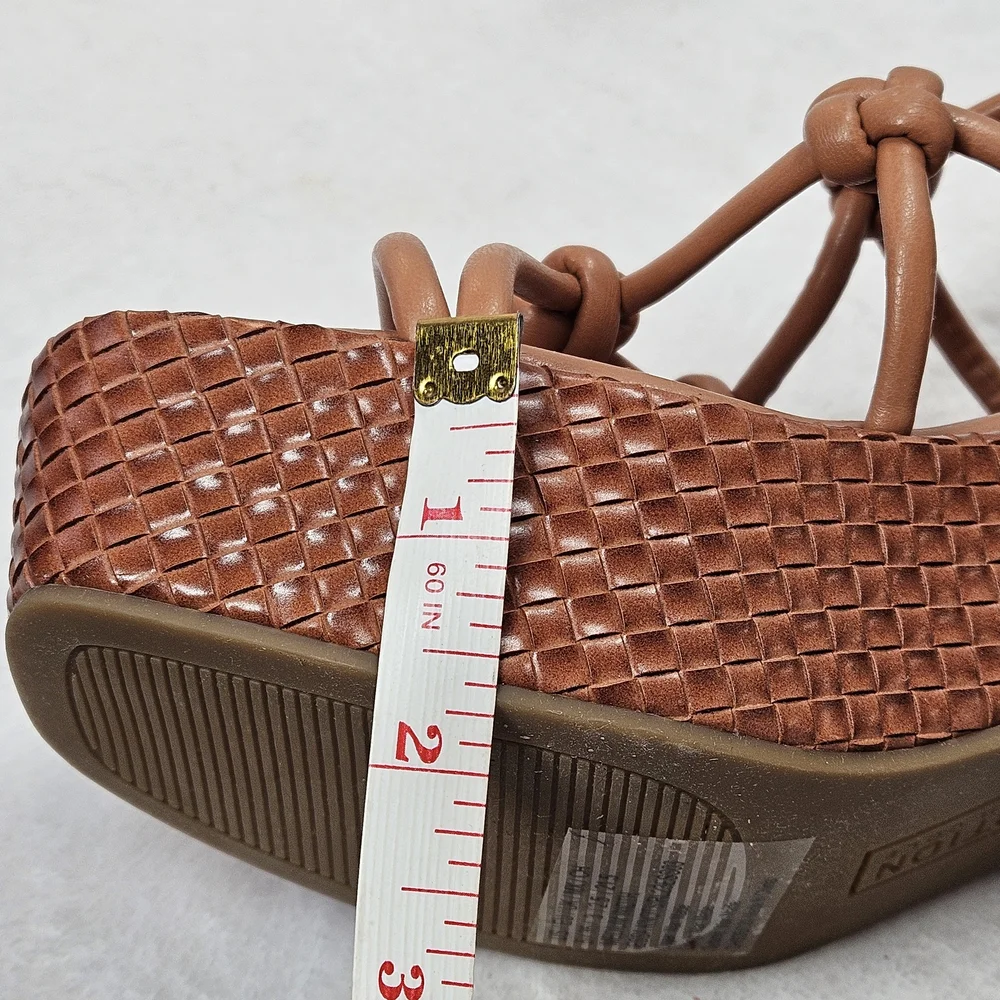 Kenneth Cole Essa Knots Platform Sandals Rust Woven Heel US 5 NIB